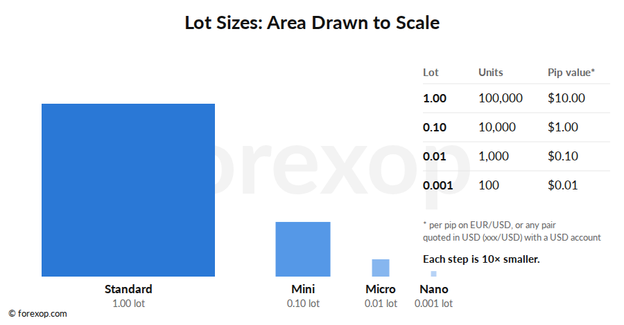 Figure 2: Standard, mini, micro and nano lots drawn to scale